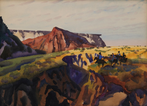 Riders Near Entrance to Zion Canyon, Utah by Frank Nelson Wilcox