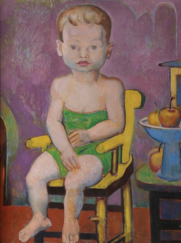Young Girl in High Chair by William Sommer (American, 1867-1949)