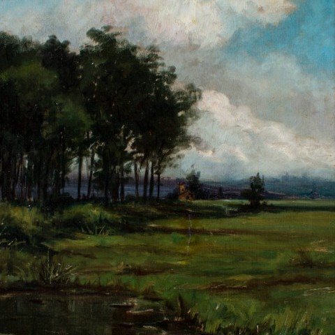Landscape Oil on Canvas Painting: 