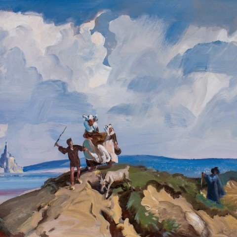 Breton Figures at Mt. St. Michel, France by Frank Nelson Wilcox