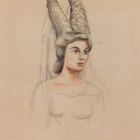 Girl in Medieval Headwear