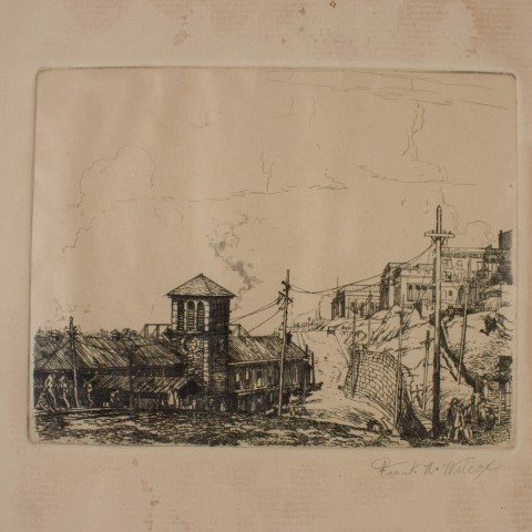 Landscape Etching on Paper Drawing: 