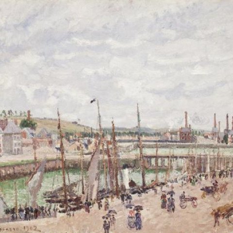 Bassins Duquesne et Berrigny á Dieppe, temps gris by Camille Pissarro