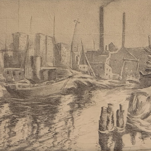 Riverfront: Cuyahoga River by August Frederick Biehle