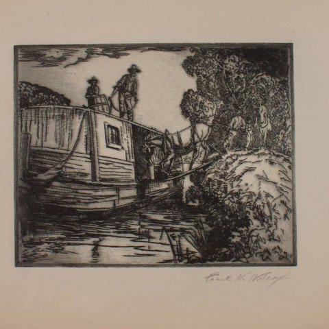 Figurative Landscape Etching in Paper Drawing: 