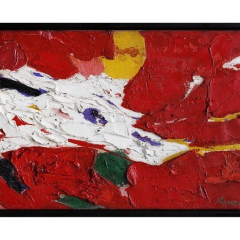 Abstract Oil on Canvas Painting: