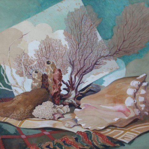 Alexander Pernot Couard - Still Life, Coral and Conch Shell