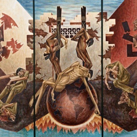 Anti-Facist Triptych by Clarence Van Duzer
