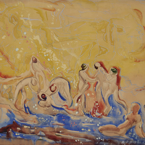 Bathers on Yellow by August Frederick Biehle