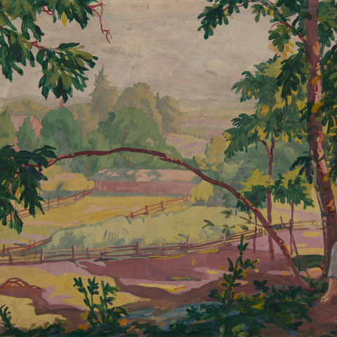 Berlin Heights Landscape with Figure by August Frederick Biehle