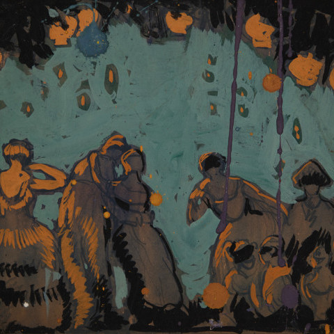 Dancing Figures, Sketch for Kokoon Klub Poster by August Frederick Biehle