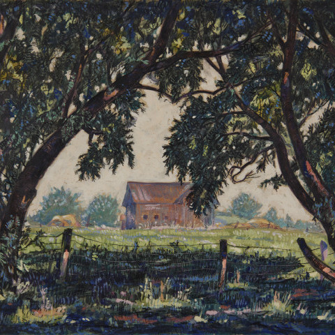 Farm Landscape through the Trees, Zoar by August Frederick Biehle