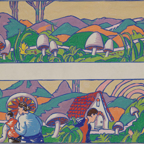 Mural Study with Mushrooms by August Frederick Biehle