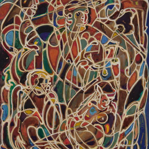 Untitled (Labyrinth Lines and Faces) by August Frederick Biehle