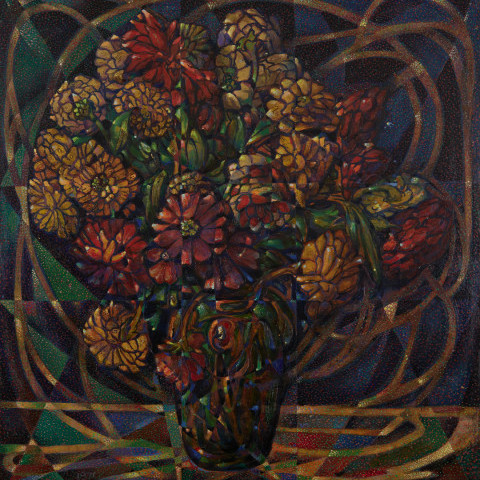 Still Life with Zinnias by August Frederick Biehle