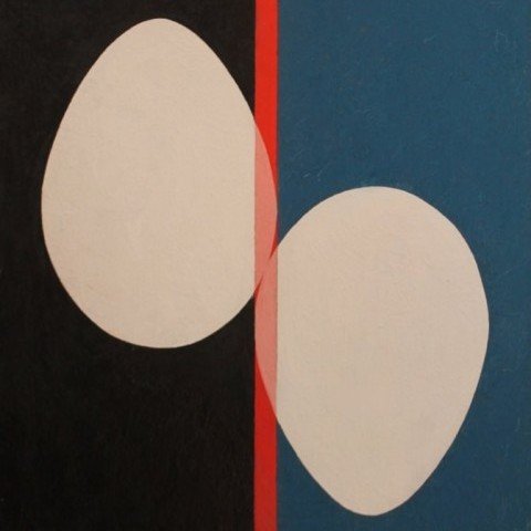Double Egg Form with Blue and Black