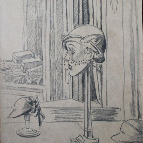 Hat Display on the Rue Grammant, Paris II, Study