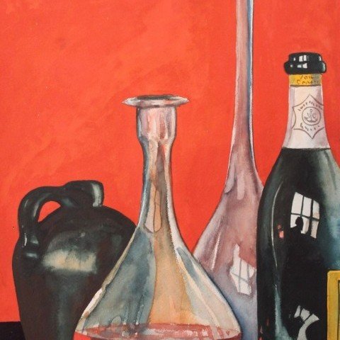 Still Life, Bottles and Beakers