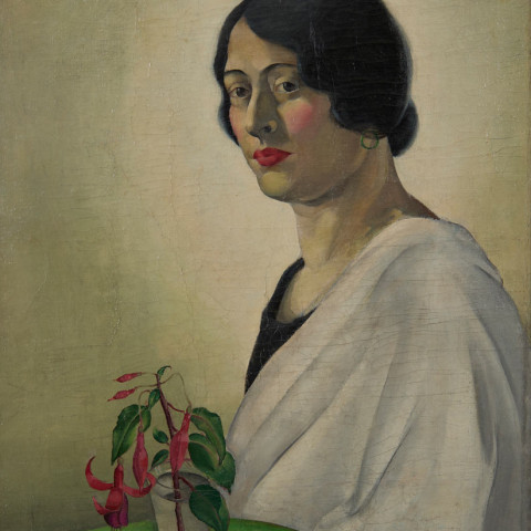 Woman with Fuchsia by Clarence Holbrook Carter