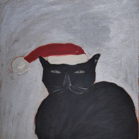 Festive Black Cat by Earl Swanigan