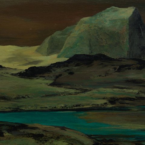 Landscape Oil on Masonite Painting: 