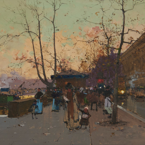 The Banks of the Seine near Chatelet by Eugene Galien Laloue