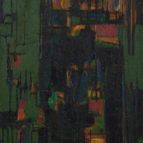Abstract in Green and Black by Leonard Lieb