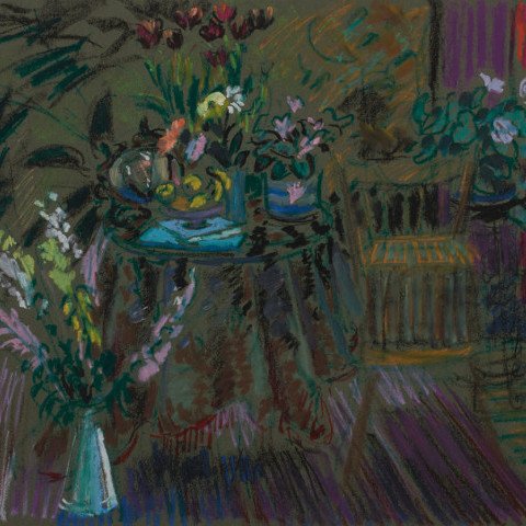 Interior Still Life with Chair & Flowers by Joseph Benjamin O’Sickey