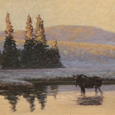 Paul Colbrun-Female Moose in River