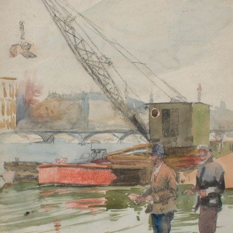 River Dredging Across from Magasins de la Samaritaines by Frank Nelson Wilcox