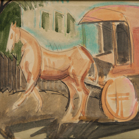 Horse and Covered Cart by William Sommer