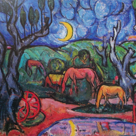 Horses at Moonlight by William Sommer