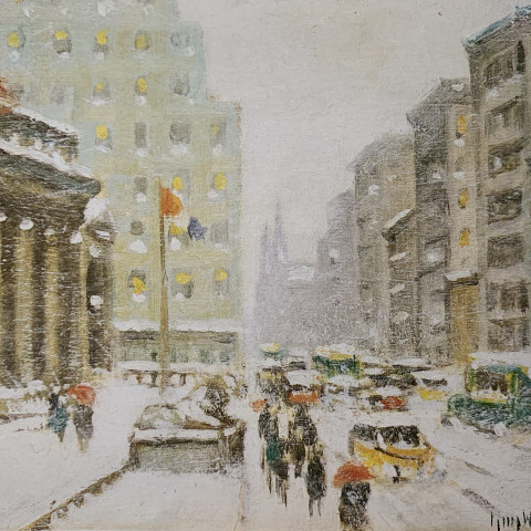 Fifth Avenue Winter at Library by Guy Carleton Wiggins