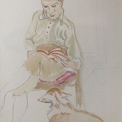Boy with Dog by William Sommer