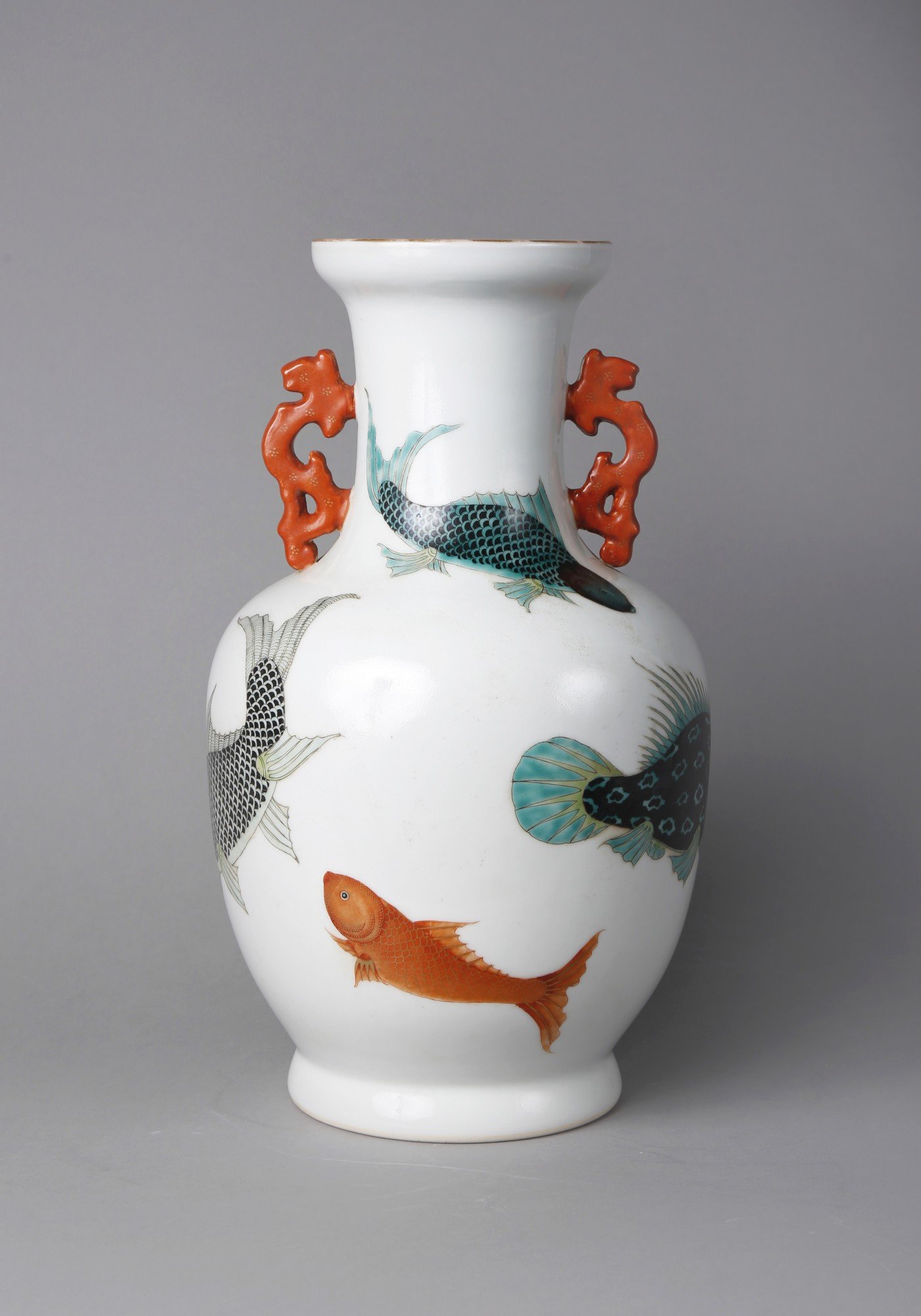 Dynasty Gallery 11" Porcelain Koi Fish Patterned Vase 