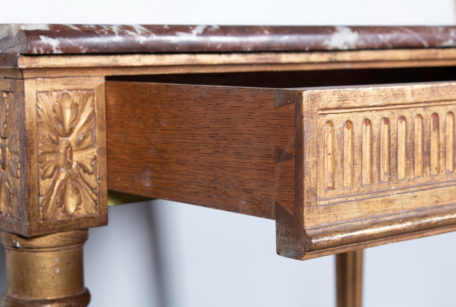 19th Century French Finely Carved Marble Top Louis XVI Style Bureau (Writing Desk)