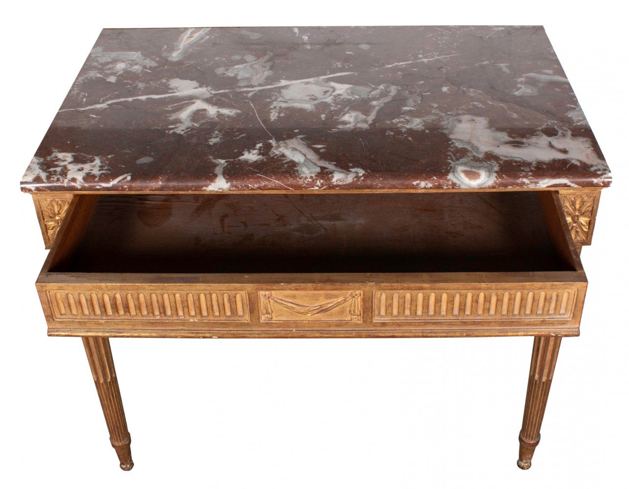 19th Century French Finely Carved Marble Top Louis XVI Style Bureau (Writing Desk)