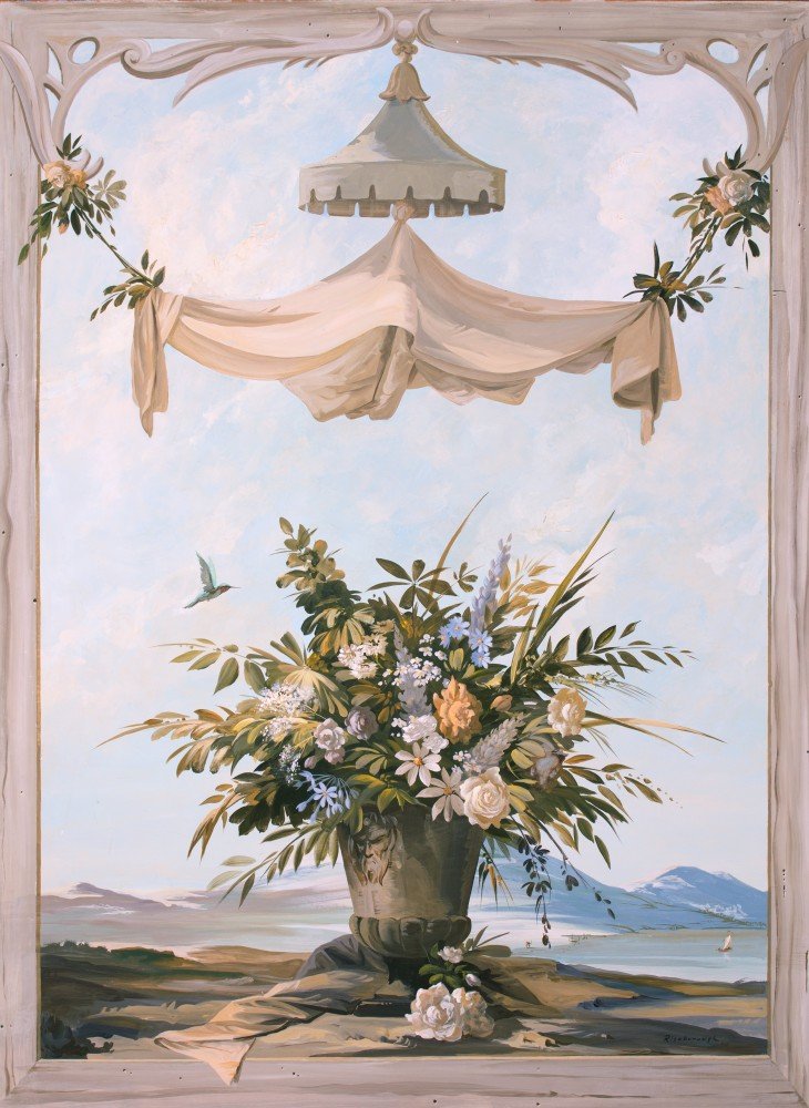 Monumental Hand Painted Architectural Decoration, 19th Century