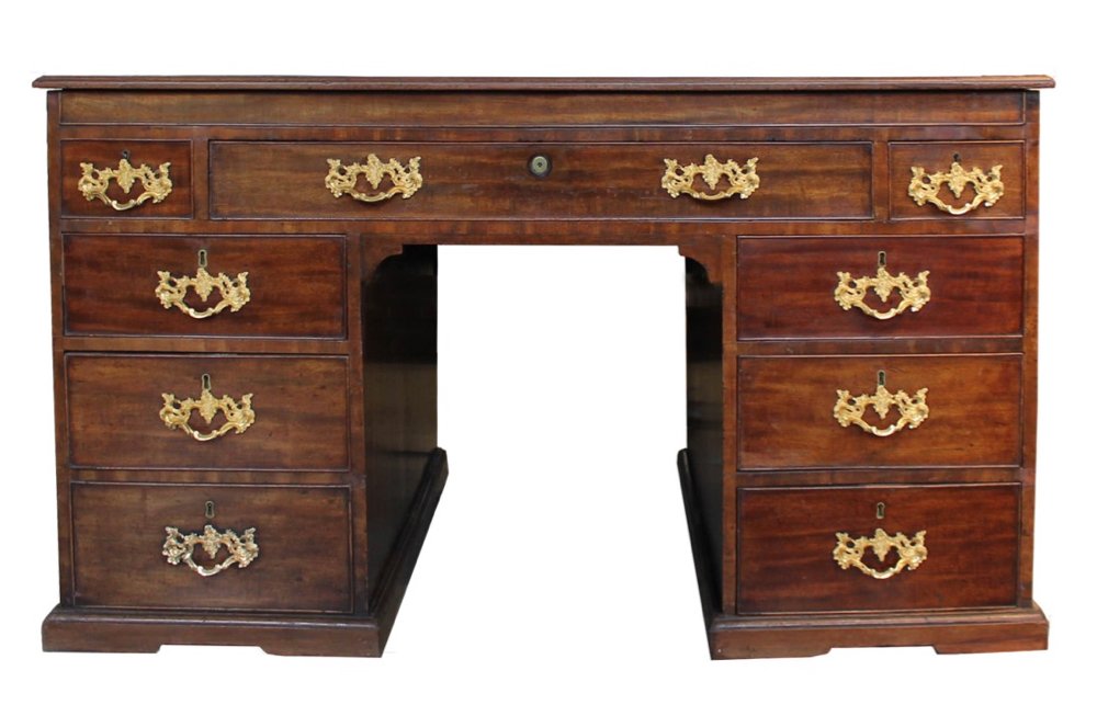 A Fine George III Mahogany Architect's Pedestal Partner's Desk