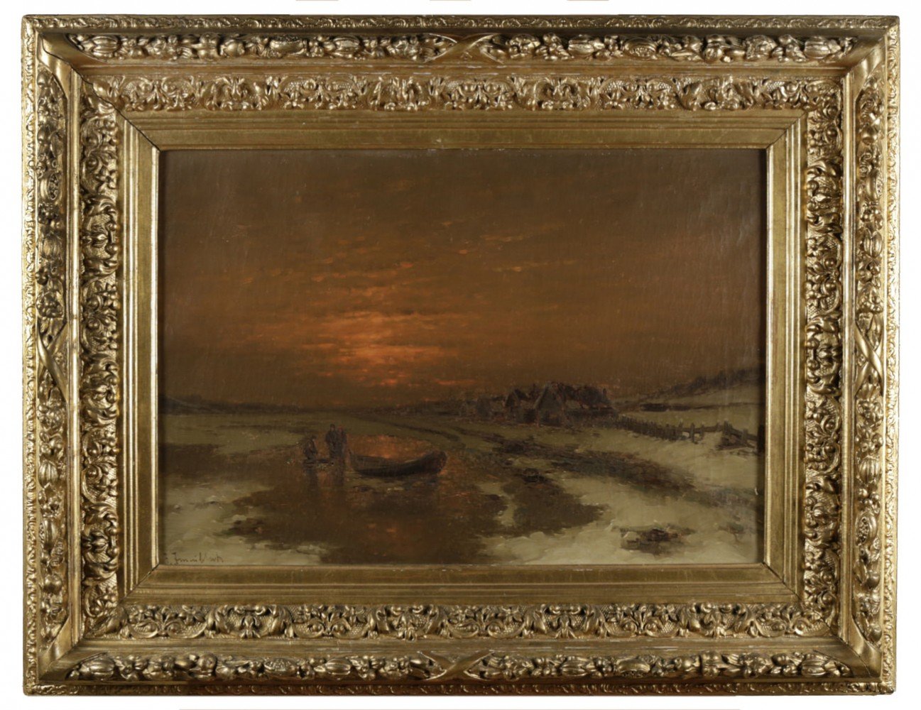 Ice Fishing at Dusk by 19th Century Dutch School