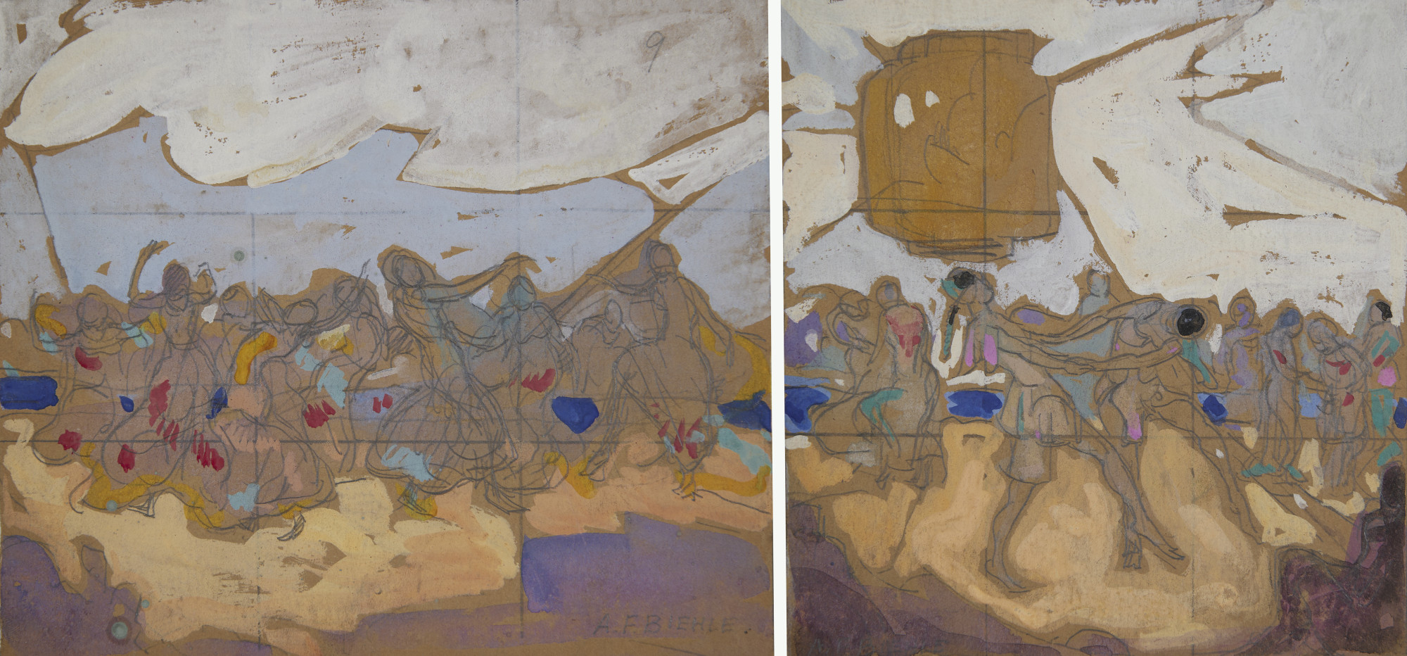 Mural Sketch for a Kokoon Klub Ball by August Frederick Biehle