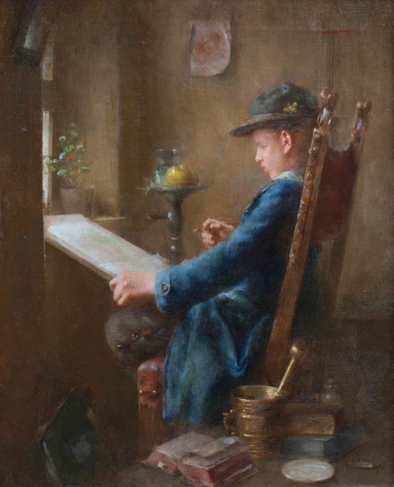 Young Artist at Work by Anton Laupheimer