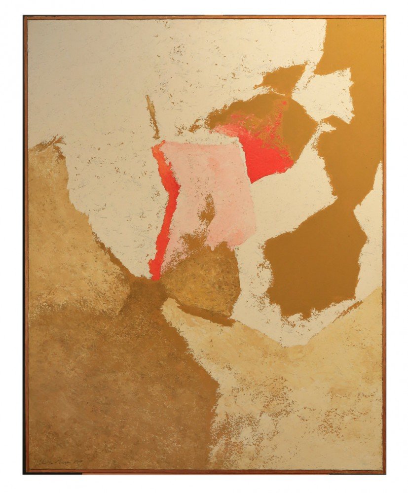 Abstract in Ochre, Pink and White by William A. Van Duzer