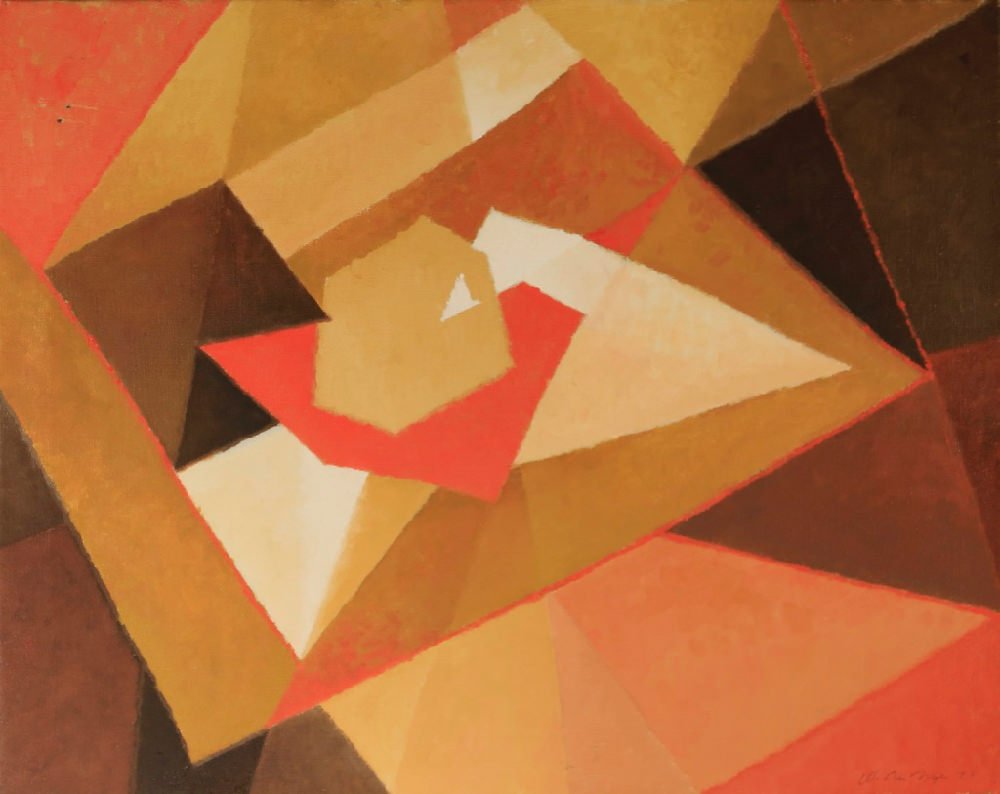 Abstract in Orange, Brown and Cream by William A. Van Duzer