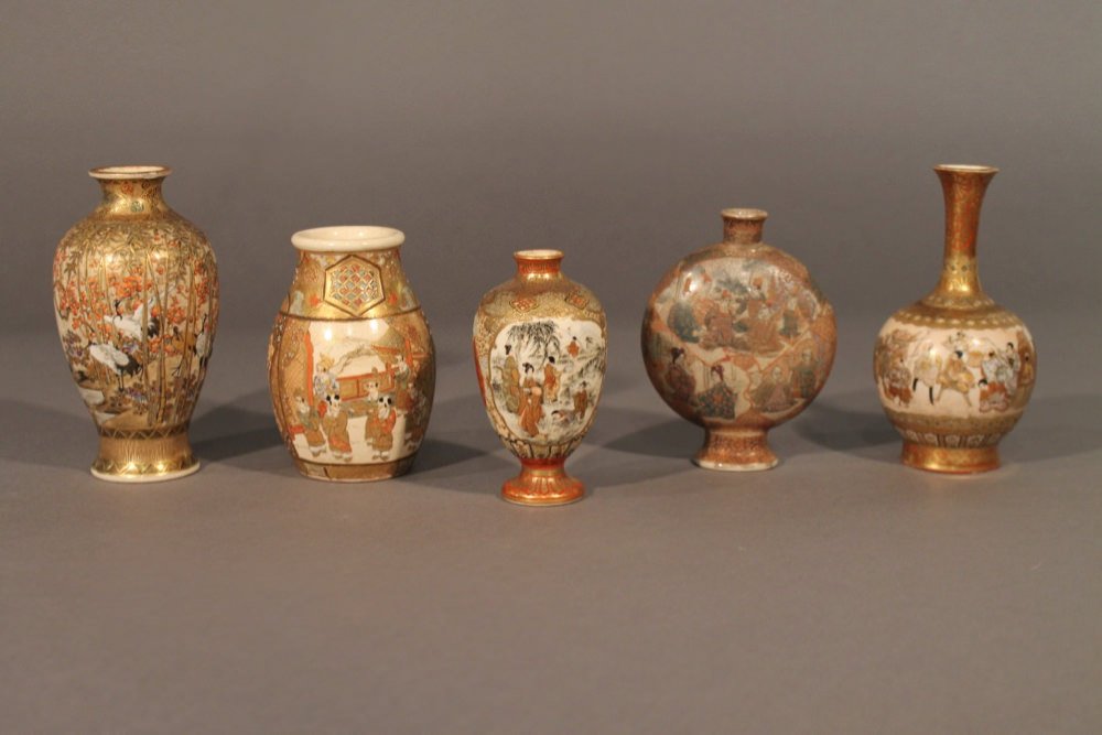 Five Satsuma Vases