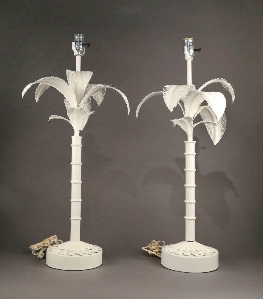 Pair Metal Palm Tree Lamps, c.1960’s