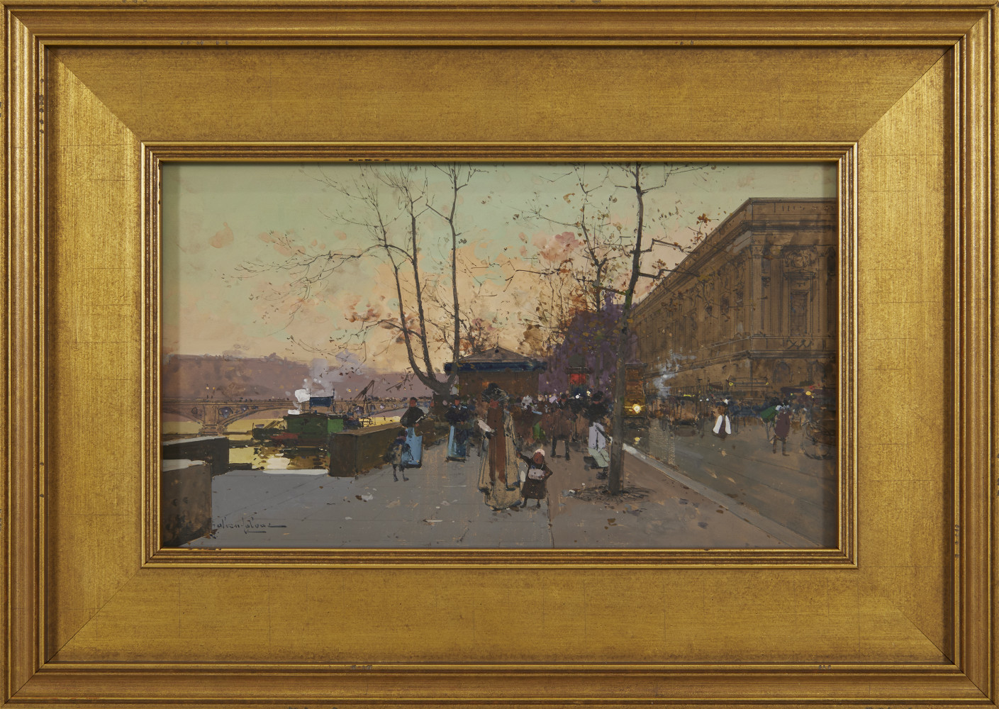 The Banks of the Seine near Chatelet by Eugene Galien Laloue