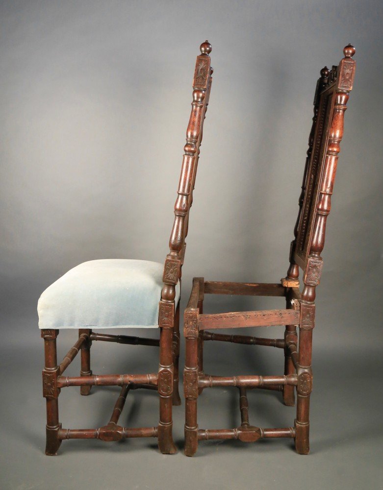 Two English Oak Side Chairs, William and Mary, c.1700