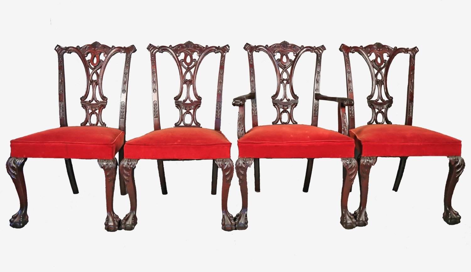 Set of 8 Chippendale Style Mahogany Dining Chairs c.1920’s