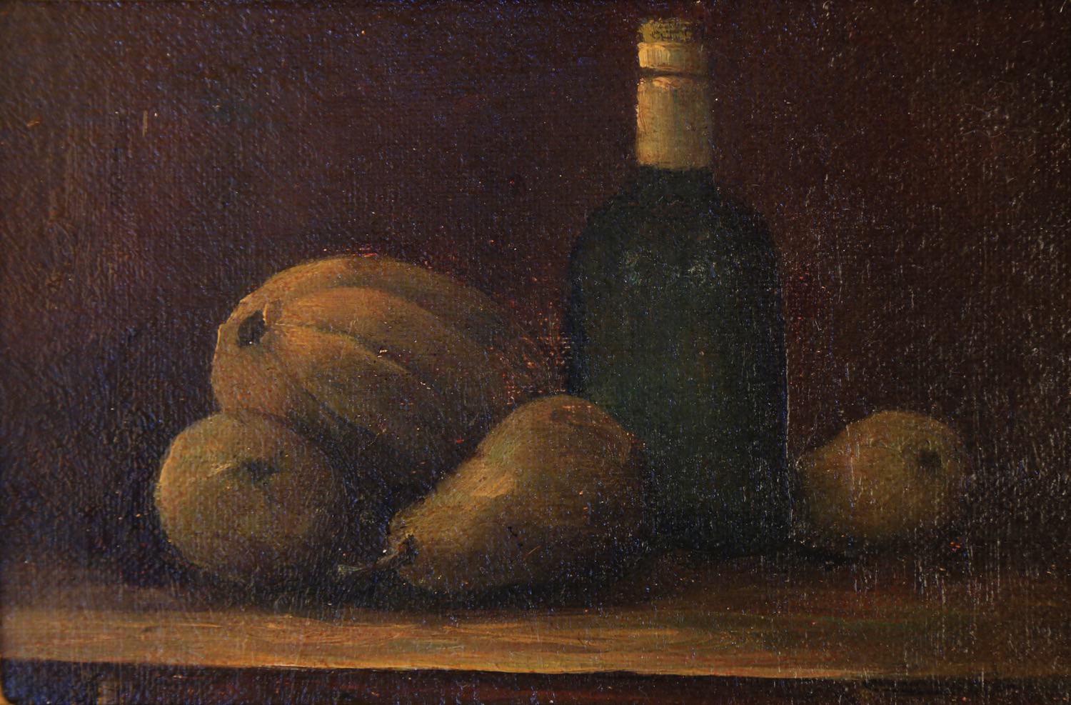 20thc. School Still life with Bottle and Fruit